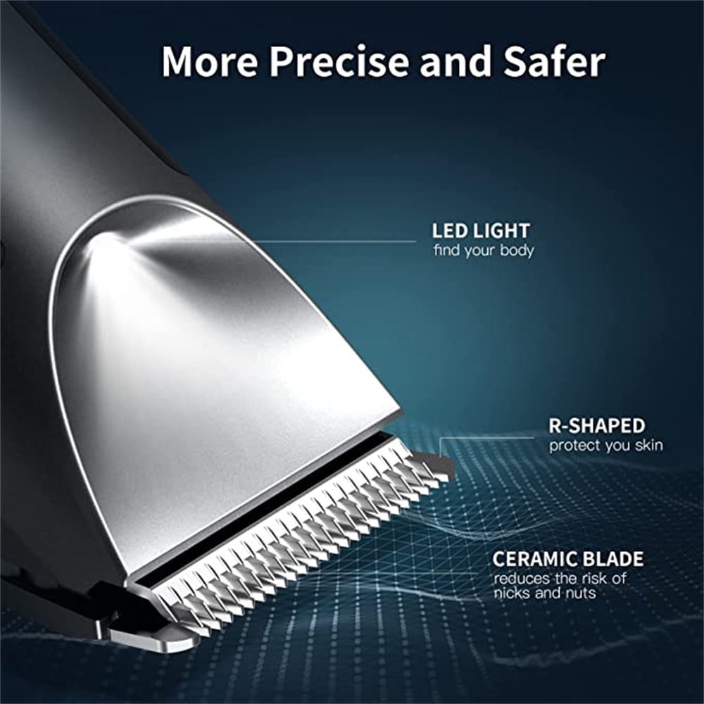 KENSEN Electric Body Groin Hair Trimmer Balls Shaver Pubic Hair Grommer Waterproof Wet/Dry Hair Clippers(Gray)
