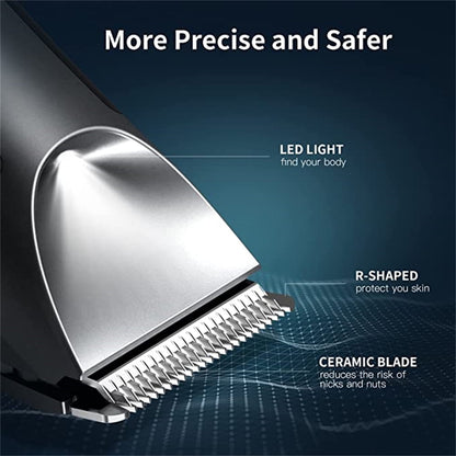 KENSEN Electric Body Groin Hair Trimmer Balls Shaver Pubic Hair Grommer Waterproof Wet/Dry Hair Clippers(Gray)