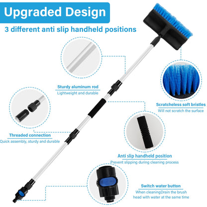 Car Wash Mop Brush 51.2 Inch Car Wash Mop with Adjustable Long Handle Soft Bristle Car Washing Brush with Pipe Quick Coupling Scratch-Free Car Detailing Mop Non Slip Car Wash Brush for Car Truck