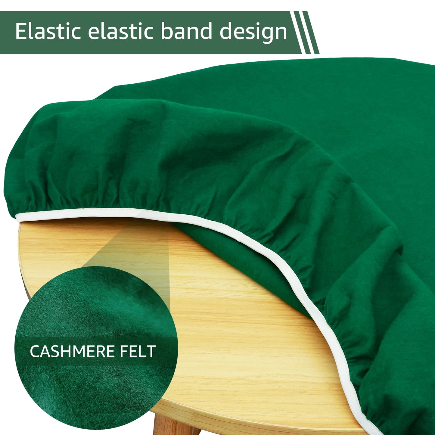 Felt Card Table Game Cover 36.2 Inch Round Tablecloth Poker Table Cover Fit 36-48 Inch Game Table Topper Mat Elastic Card Game Table Protector Foldable Poker Table Cover Protector for Playing Cards