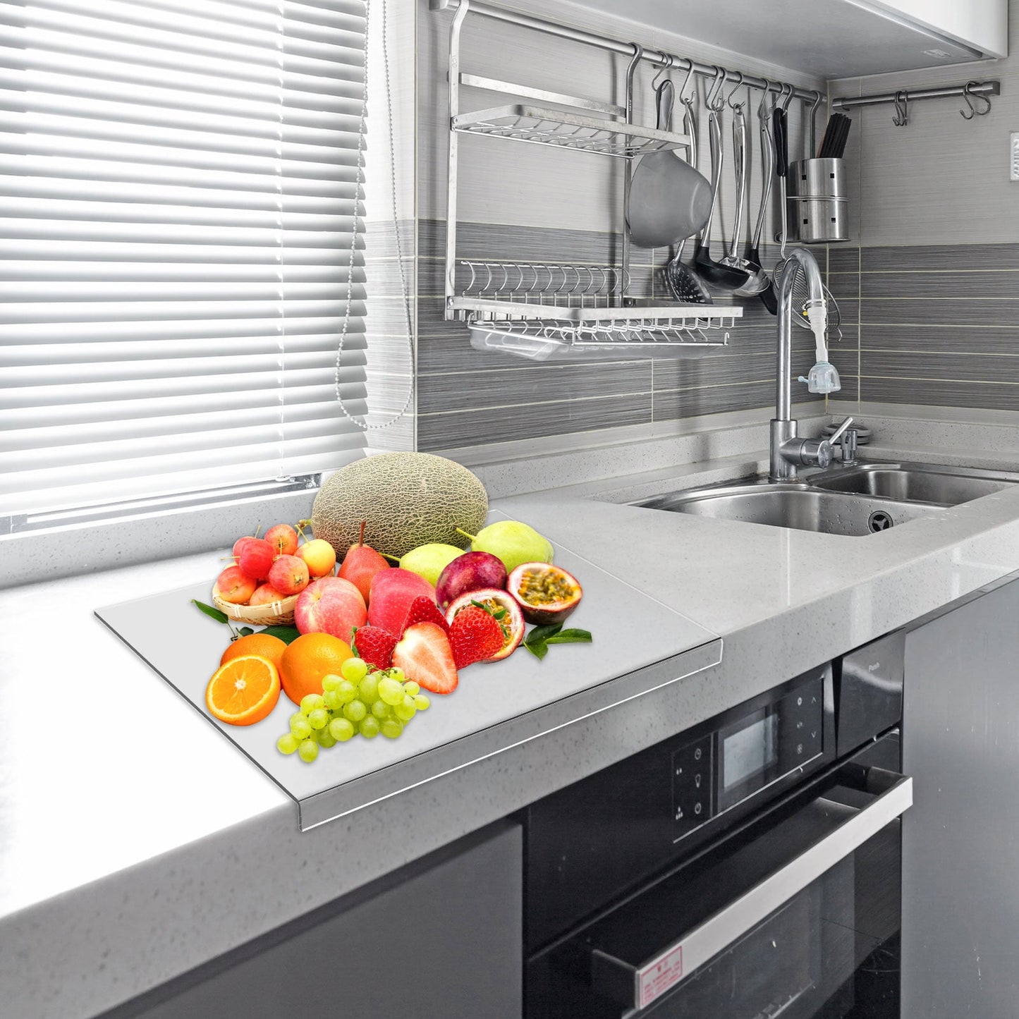 Acrylic Cutting Board Transparent Cutting Board with Lip Edge 40x45cm Reusable Cutting Board Rectangle Chopping Board Clear Countertop Protector Board for Kitchen Countertop