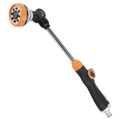 Wekvgz Garden Hose Wand 18 inches, Watering Sprayer Wand with 8 Watering Patterns, 180° Adjustable Swivel Head, 100% Heavy Duty Metal Hose Nozzle, Thumb Control On Off Valve