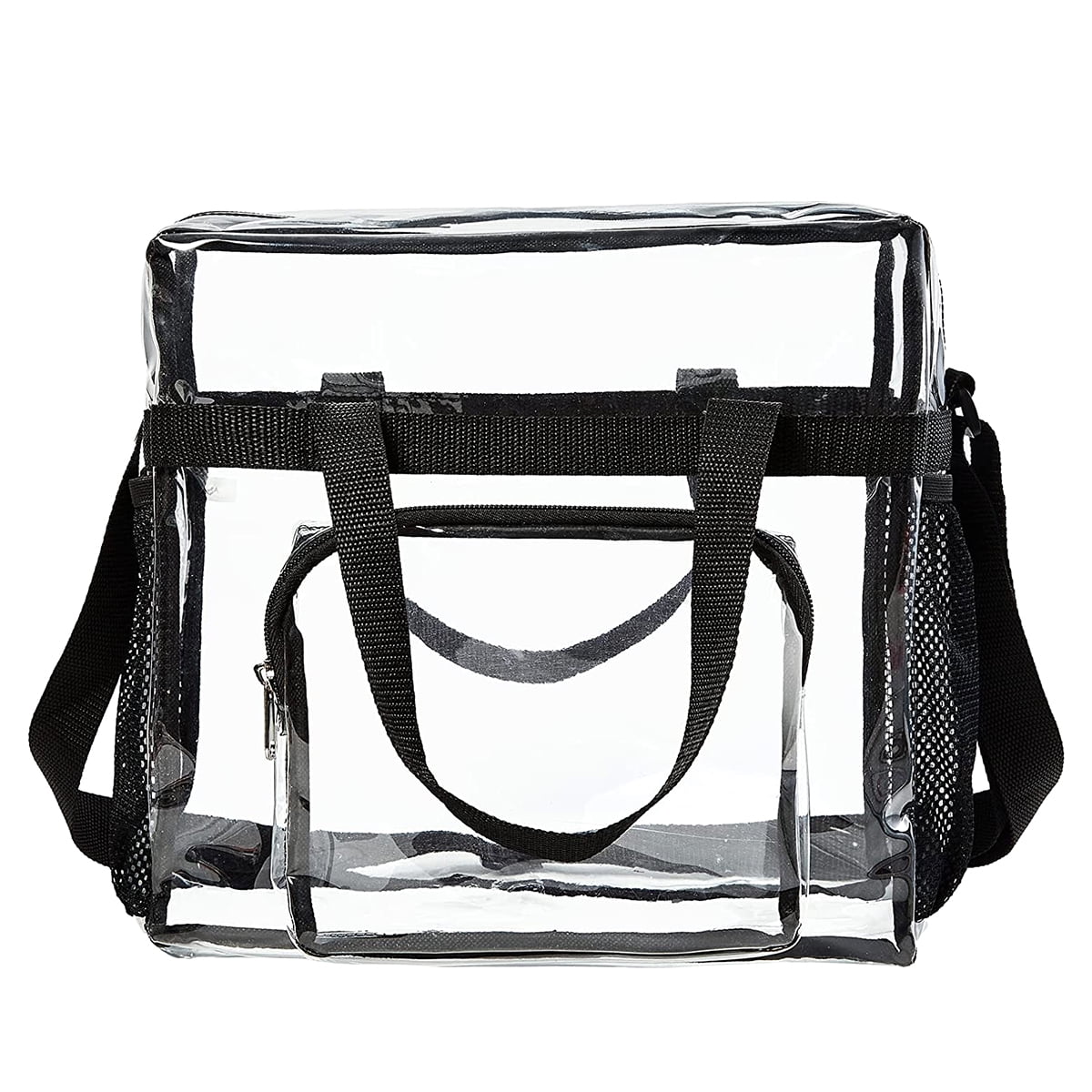 Ihvewuo Large Capacity Clear Tote Bag with Handle and Adjustable Strap Durable PVC Cross-Body Shoulder Bag Transparent Stadium Approved Gym Bag for Sports Games Work Concerts