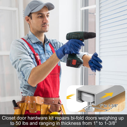 Rzvnmko Bi-fold Door Hardware Kit 2 Pack Repair Replacement Parts for Bi-fold Door Sliding Door Closet Door Includes All Parts Needed