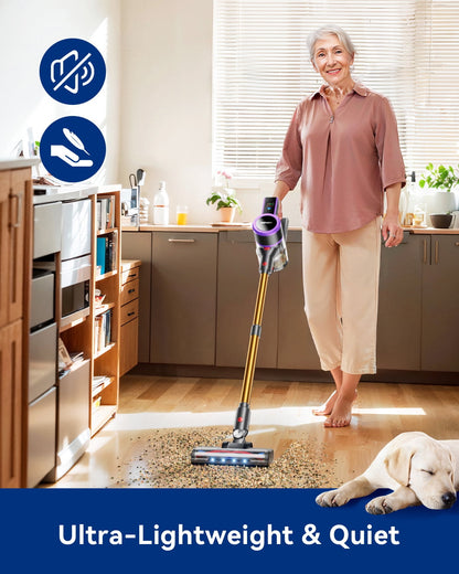 ARFUEE Cordless Vacuum Cleaner, 45000Pa/550W/60Mins Stick Vacuum, Lightweight/LED Display/1.5L Cup