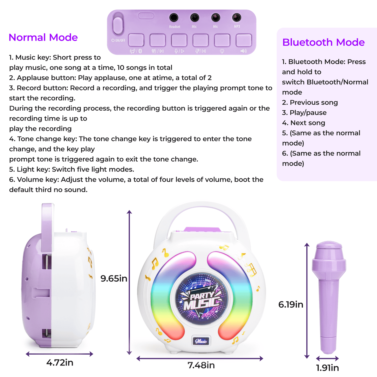 FVLOENG Mini Kids Karaoke Machine Portable Speaker,with 2 Microphone MP3 Music Player Gifts Sing Toys for Girls 3-12 Year Old Birthday Family Home Party (Purple)