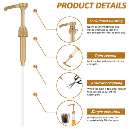 Dznils 8 Pack Coffee Syrup Pump Dispenser for 750ml Bottles, Gold