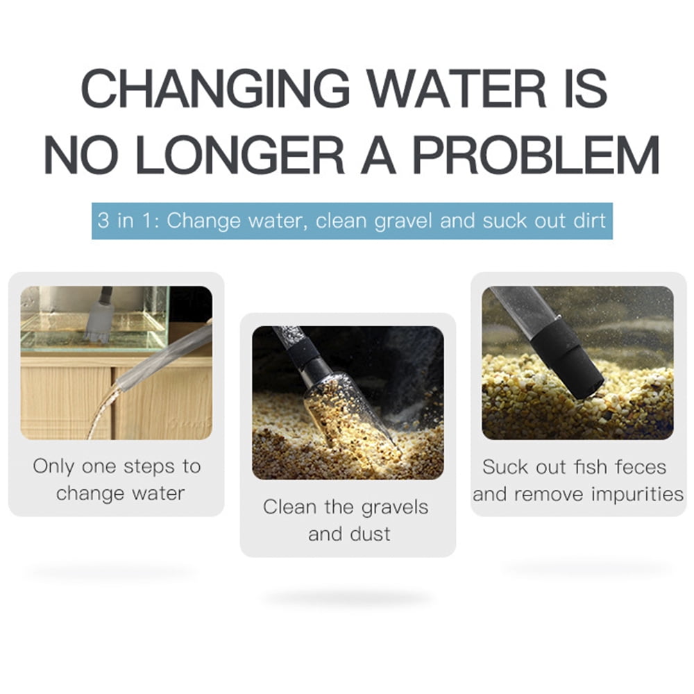 EUWBSSR Electric Aquarium Gravel Cleaner Fish Tank Vacuum Gravel Cleaner,Water Changer with Air-Pressing Button Water Hose Controller for Sand Washing Feces