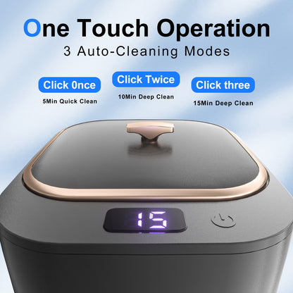 FVLOENG Retainer Cleaner Ultrasonic Cleaning Machine for Dentures Mouth Guard Dental Appliances Cleaning Silver Jewelry Aligner Cleaner, Braces Professional Portable 48kHz (Grey)