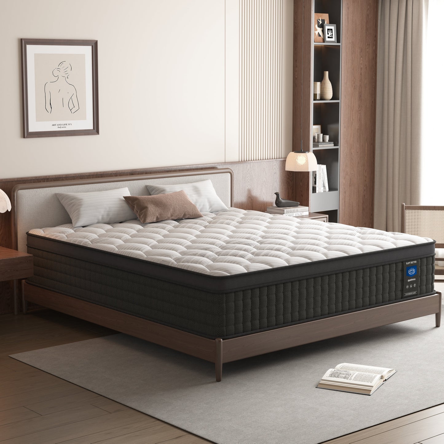 10 inch King Mattress, Memory Foam & Spring Hybrid Medium Comfort King Size in a Box,Adult