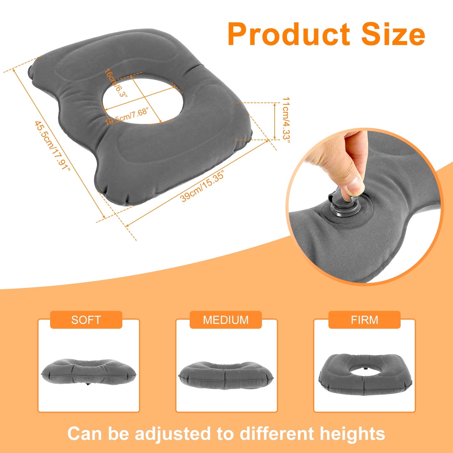 Gorware Donut Pillow for Tailbone Pain Relief and Hemorrhoids Inflatable Donut Seat Cushion for Relieve Pressure