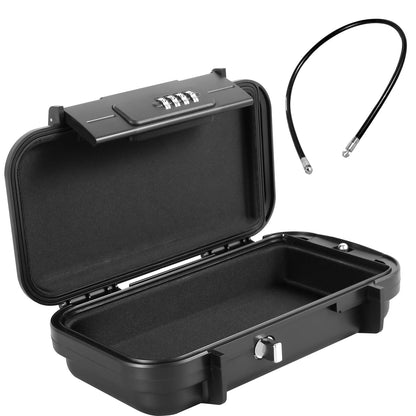 FUYGRCJ Portable Safe Box 4 Digit Combination Security Case LockBox with Removable Wire Rope IPX7 Waterproof Travel Safe Box Anti Theft Beach Safe Box for Home Office Car Dorm Hotel