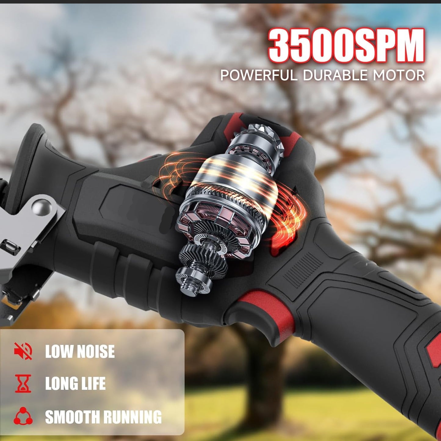 NEXPOW Reciprocating Saw, Cordless Variable Speed, Blade Kit, for Wood/Metal/PVC Cutting
