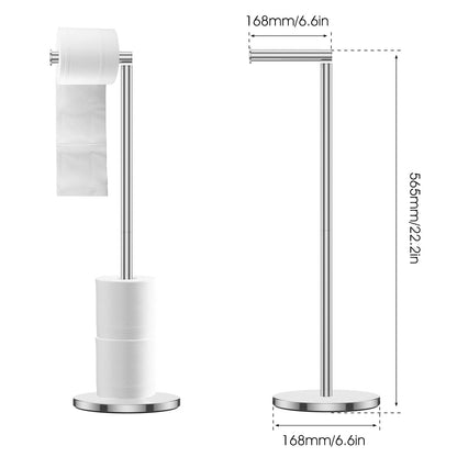 Toilet Paper Holder Freestanding Stainless Steel Foldable,Dispenser for Store Spare Toilet Paper for Bathroom, Washroom,Silver