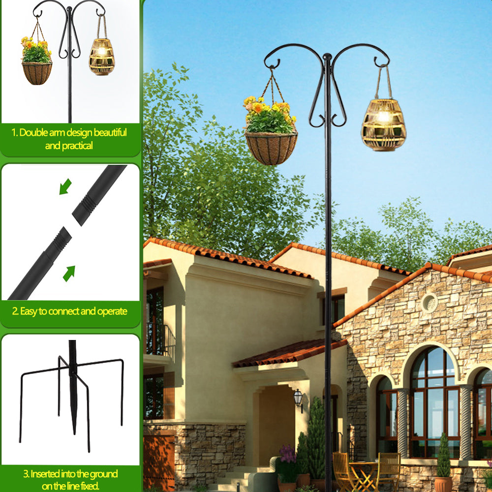 2 Pack Shepherds Hooks for Outdoor, Thickened 92" Bird Feeder Pole with 5 Prongs Base, Adjustable Shepherds Hook for Bird Feeder, Hanging Plant, Hummingbird Feeder, Wedding Decor