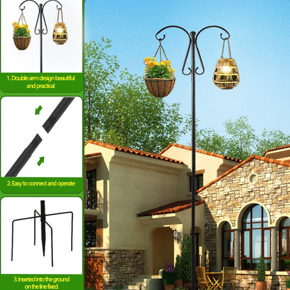 2 Pack Shepherds Hooks for Outdoor, Thickened 92" Bird Feeder Pole with 5 Prongs Base, Adjustable Shepherds Hook for Bird Feeder, Hanging Plant, Hummingbird Feeder, Wedding Decor