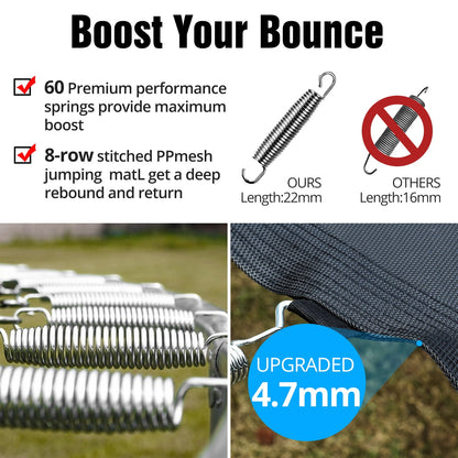 TRIPLE TREE 10 FT Trampoline with Safe Enclosure Net, 660 lbs Capacity for 3 Kids, Outdoor Fitness Trampoline with Waterproof Jump Mat Ladder for Indoor Park Kindergarten Toddler Trampolines