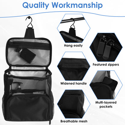 Fvkrnyz Travel Hanging Toiletry Bag for Women,Toiletry Bag and Travel Case,Shower Caddy Bag with Hanger,Portable Shower Tote Bag,Hanging Shower Toiletry Bag for College Dorms,Gym,Black
