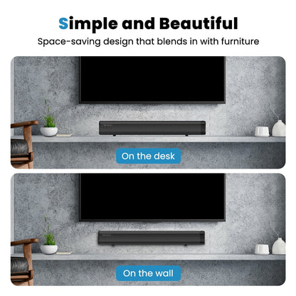 TOPVISION 80W Sound Bar for TV, 2.1Ch Sound bar with subwoofer, Stereo Surround Sound System for tv, HDMI/Bluetooth 5.2/USB/AUX/Optical/Remote Control Home Theater Audio, SL02