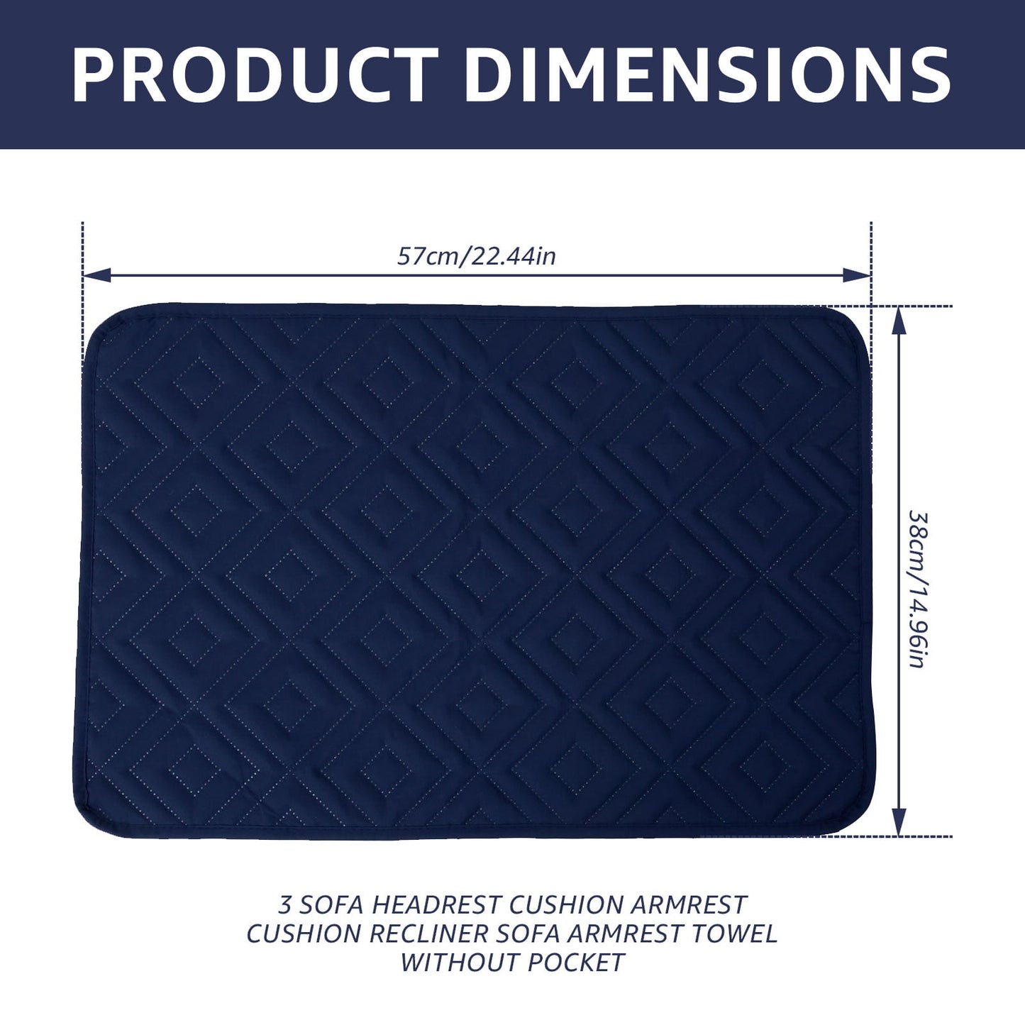Pcapzz 3PCS Recliner Headrest Protector,Polyester Headrest Cover Wear Resistant Sofa Headrest Covers,Navy