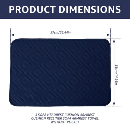 Pcapzz 3PCS Recliner Headrest Protector,Polyester Headrest Cover Wear Resistant Sofa Headrest Covers,Navy