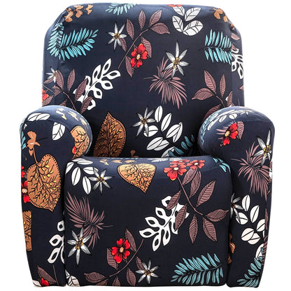 Xiyztok Set of 4 High Stretch Recliner Cover 1Seat Soft Sofa Slipcover Printed Reclining Chair Cover with Side Pocket Furniture Protector for Single Seat Sofa and Couch