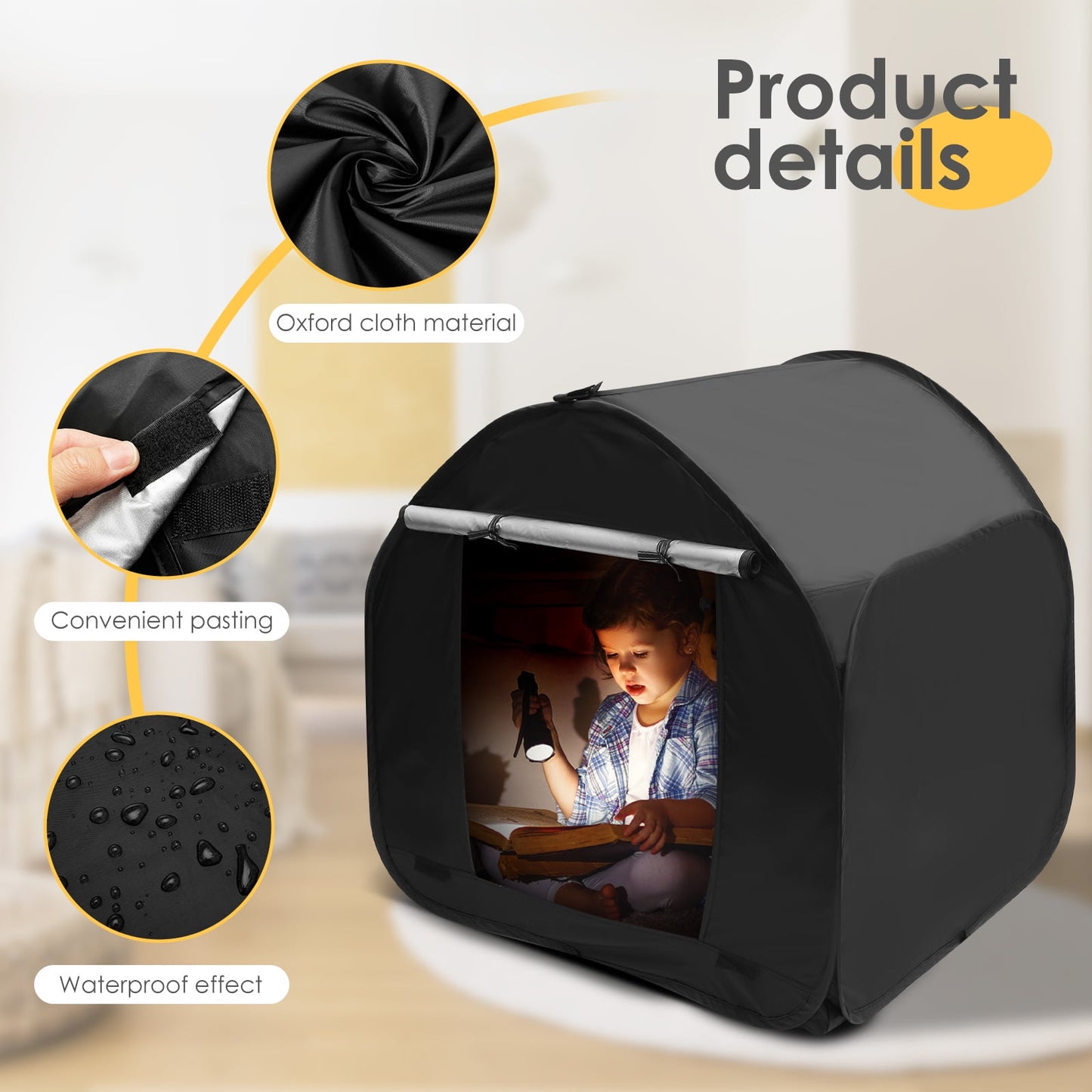 Sensory Tent for Kids Pop Up Tent Calm Corner for Children to Play and Relax Sensory Corner Blackout Sensory Play Tent 35.4×35.4×35.4 Inch Blackout Tent with Storage Bag for Autistic Children
