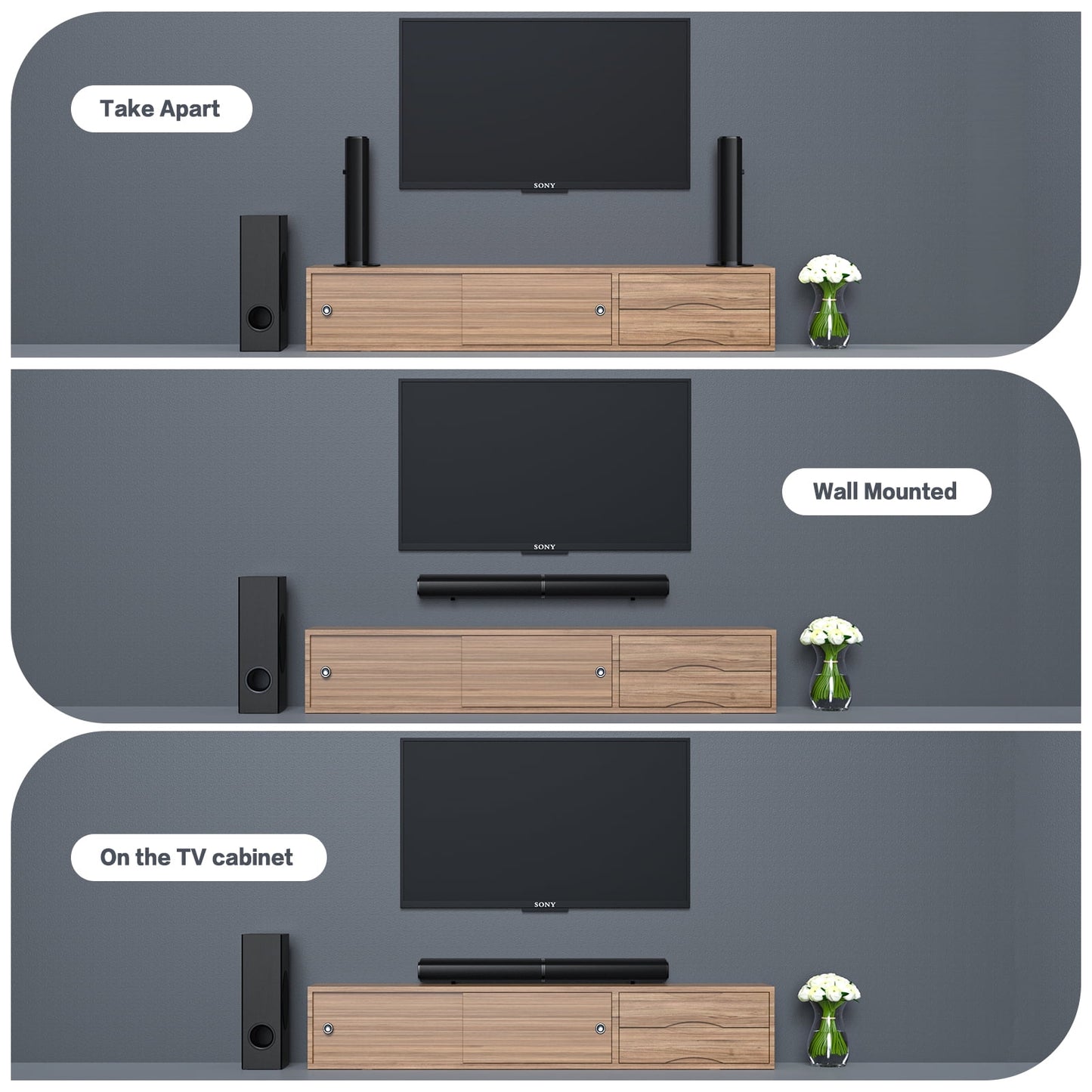TOPVISION 4.1ch Soundbar with Subwoofer, 120w Separable Sound Bar for TV with 4 Drivers, USB/AUX/Coaxial/Optical/HDMI/Bluetooth Connect