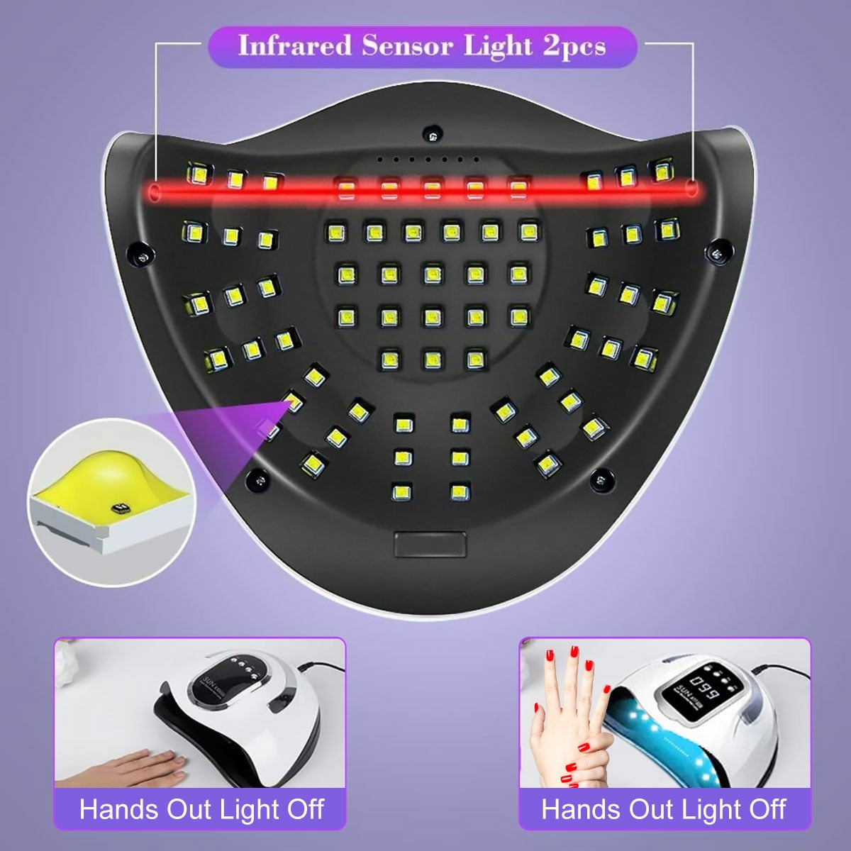 UV LED Nail Lamp, 280W UV Light for Nails, UV Lamp for Gel Nails, UV Nail Dryer LED Light for Gel Polish with 4 Timer Setting, Professional Nail Art Tools with Automatic Sensor
