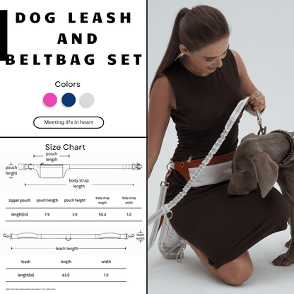 WOONONO Color-Blocking Hands Free Dog Leash with Pouch Fanny Pack and Leash Combo for Walking Dogs