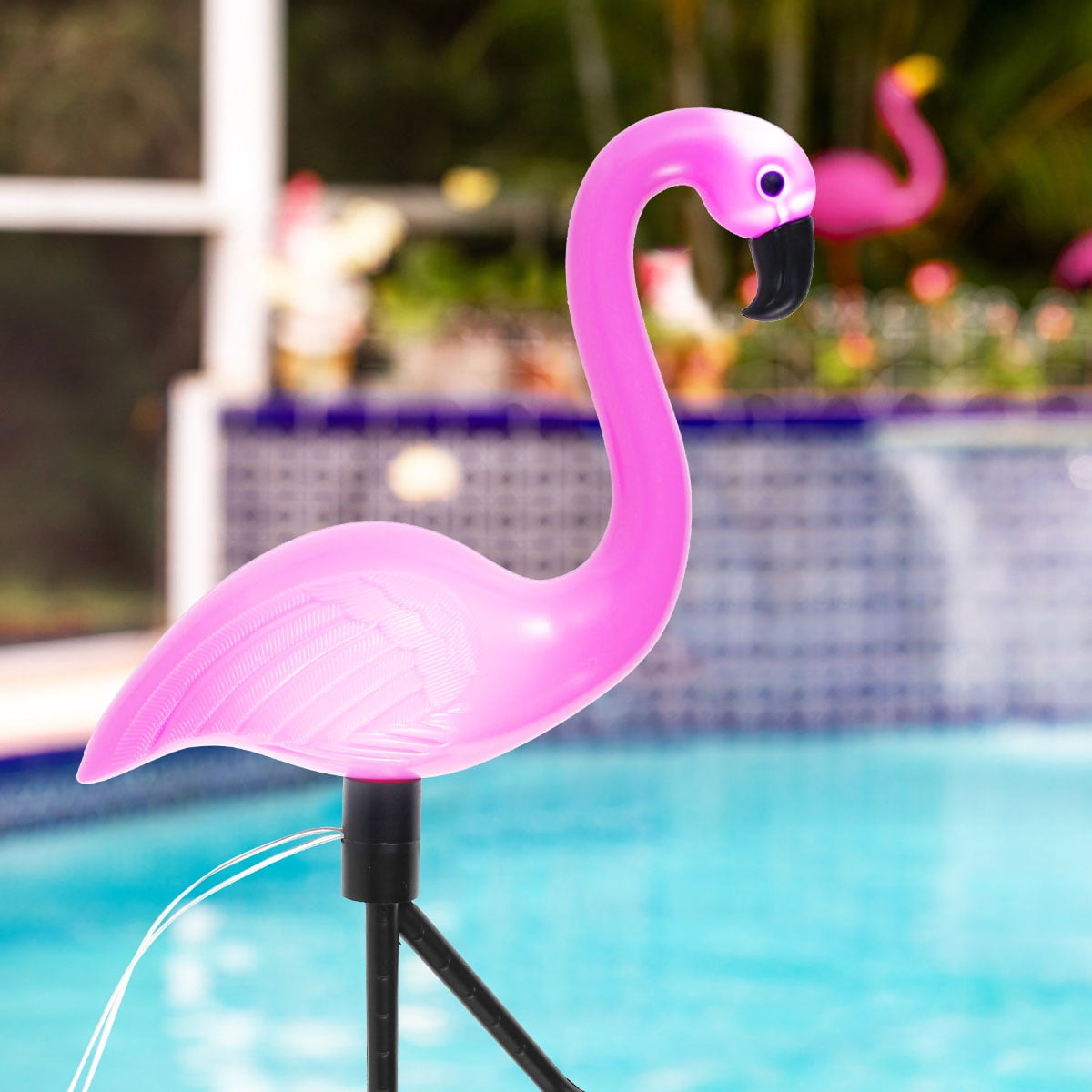 FUYGRCJ Solar Flamingo Light IP55 Waterproof LED Flamingo Stake Light Auto On/Off Pink Flamingo Garden Floor Lamp Decorative Landscape Ground Lamp