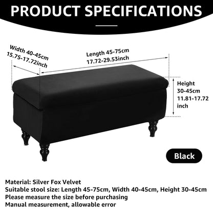 Toorise Storage Ottoman Cover Stretch Ottoman Bench Cover Soft Footstool Cover Rectangular Ottoman Bench Slipcover Nonslip Ottoman Slipcovers Footrest Stool Cover with Elastic Bottom