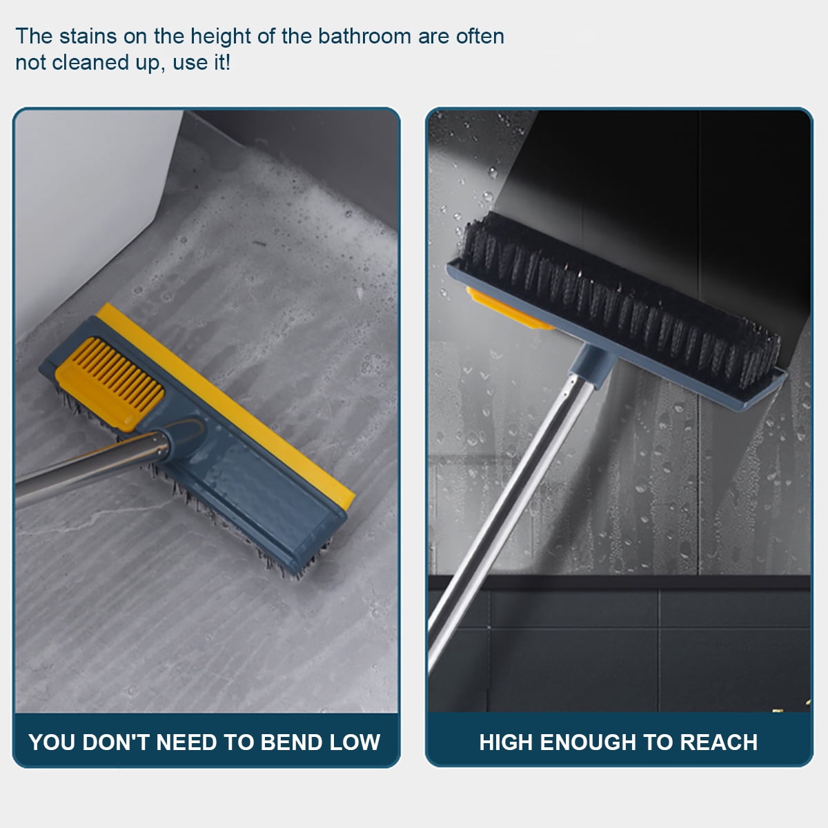 Nyidpsz 2 in 1 Floor Scrub Brush with Long Handle, 44.5inch Floor Brush Scrubber for Cleaning Shower Bathroom Kitchen Tub