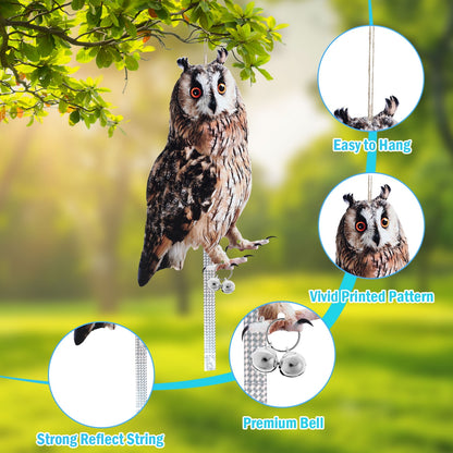 Pluokvzr Owl to Keep Birds Away Bird Scarers Fake Owl Bird Reflective Devices to Keep Birds Away from Window Garden Farm,3 Pack
