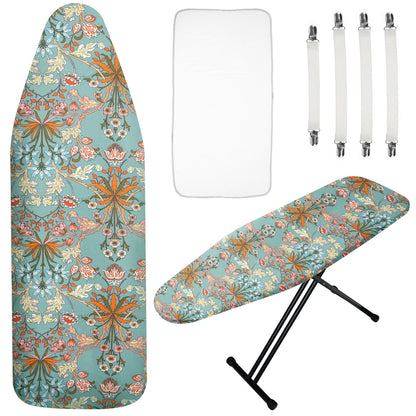 Ironing Board Cover and Pad 57.8×18.8in Ironing Board Cover with Elastic Edges Scorch Resistant Ironing Board Cover Set with Ironing Mat 4 Fasteners Printed Pattern Easy to Install for Dorm Home