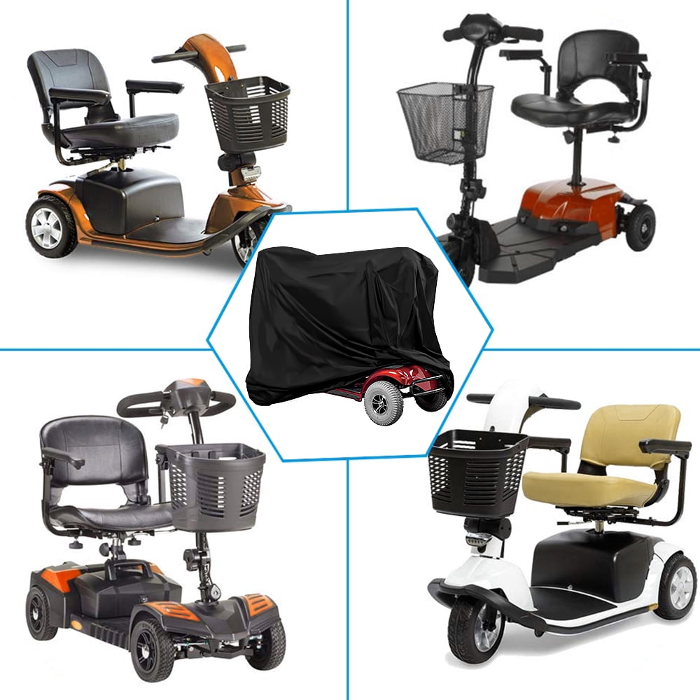 Mobility Scooter Cover Waterproof Wheelchair Storage Cover for Travel Scooter Weather Cover Electric Chair Cover Heavy Duty 190D Oxford Fabric Rain Protector from Dust Dirt Snow Rain Sun Rays (Black)