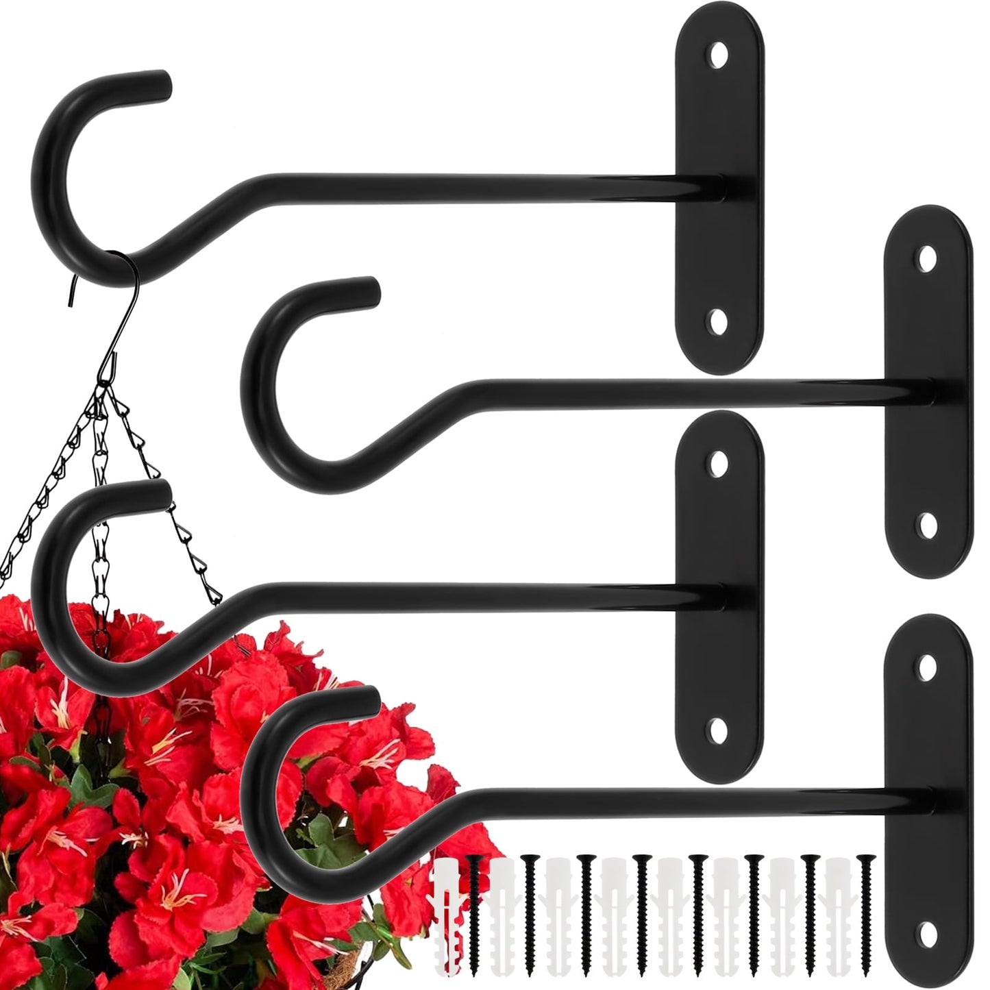 Txkrhwa 6 Inch Plant Hanger, Wall Plant Hook Supports up to 22lbs Iron Plant Hanging Hooks, Flower Basket Hooks Hanging Plant Bracket for Bird Feeders Planters Lanterns Wind Chimes Home Decor