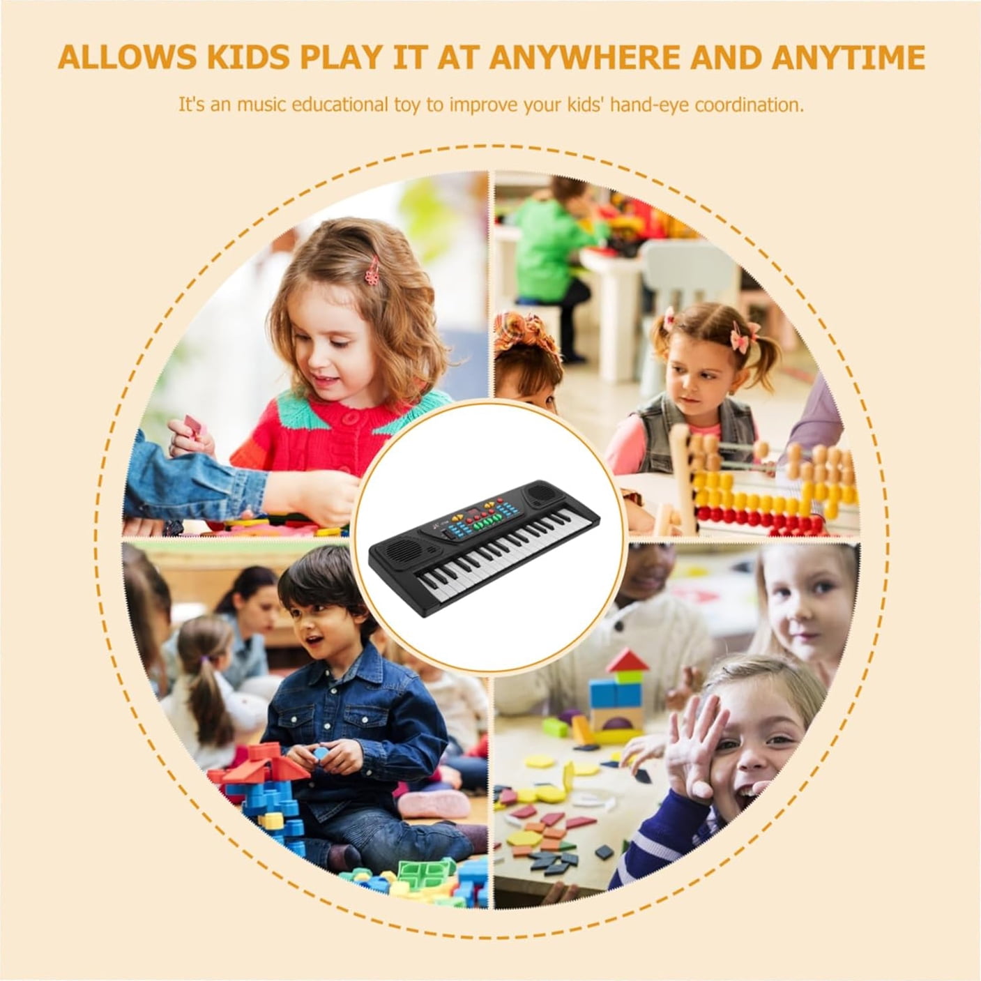 AIMEDYOU Kids Keyboard Piano, 37 Keys Toddler Piano Keyboard for Beginners Mini Keyboard Piano Music Electronic Piano Keyboard with Microphone Ideal Gifts for 3 4 5 6 Year Old Boys Girls (Black)