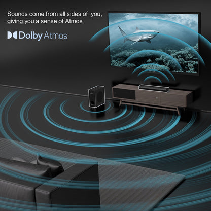 TOPVISION Sound Bar, 2.1ch Dolby Atmos Soundbars for TV, 150W 3D Sound System Speaker with Bluetooth 5.3/HDMI/Aux/Opt/USB Connection