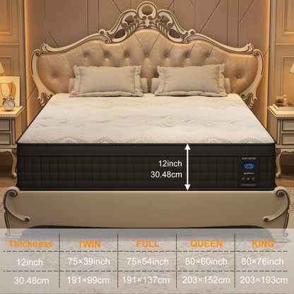 10 inch King Mattress, Memory Foam & Spring Hybrid Medium Comfort King Size in a Box,Adult