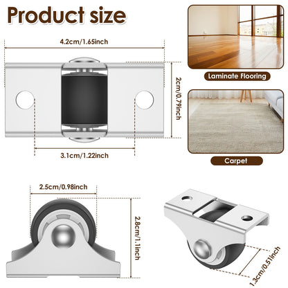OKYMOTOR 8Pcs Swivel Caster Wheels 1in Heavy Duty Furniture Wheels Load Bearing 8KG Silent Soft Rubber Drawer Wheels Plate Furniture Wheels for Furniture Garage School Home