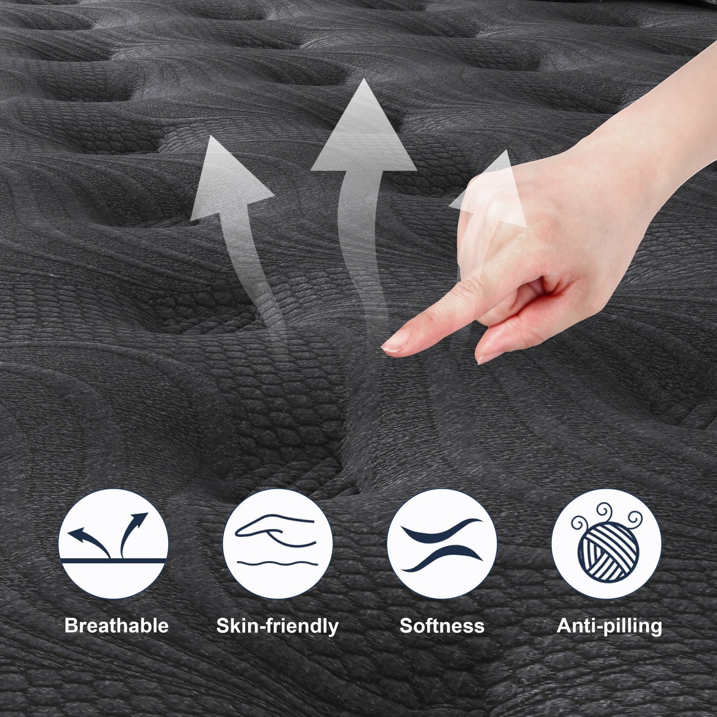 Zekbip 14 inch King Hybrid Mattress in a Box, Gel Memory Foam with Individually Wrapped Pocket Coils, Medium Firm, Pressure Relief, Cooling Sleep Support for Adult