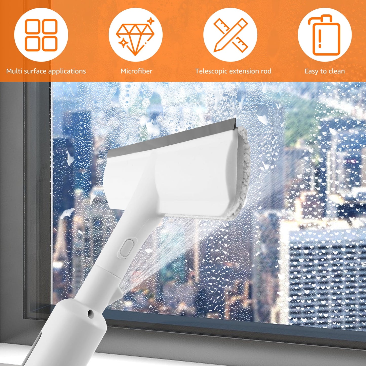 Txkrhwa Professional Window Squeegee Cleaner with Spray, Double-Sided Spray Expansion Window Squeegee, Window Squeegee Cleaning Tool, Glass Cleaning Mop