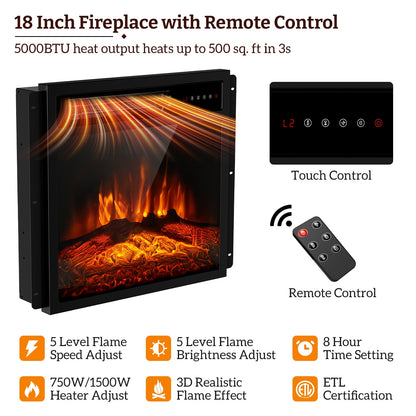 BREEZEHEAT 58" Farmhouse Fireplace TV Stand with 18" Electric Fireplace for TVs up to 65''